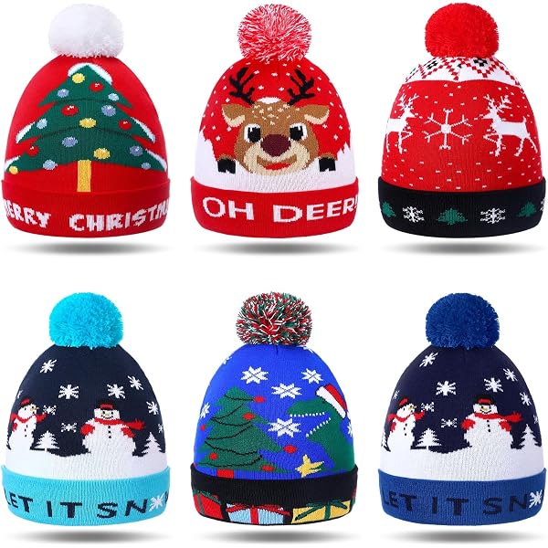 Red Christmas Beanie With Pom Pom – Knit Winter Hat For Men & Women, Holiday Party Accessory - View #8