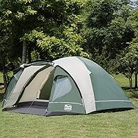 TIMBER RIDGE テント3-4人用 二重層 通気 防風 防水 耐水圧3000mm 軽量 キャンプ バイク アウトドア グリーン