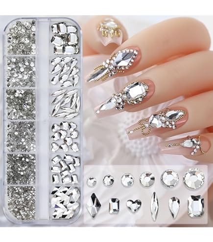 Amazon.co.jp: 1ボックス クリア カラフル キラキラ ラインストーン