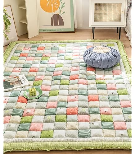 プリンセス　キルト　ヴィンテージ　ラグ　ベッドカバー　キッズルーム　古着　北欧 Amazon｜[NHYGDY] ラグ マット 洗える キルト カーペット 50x50cm 夏用