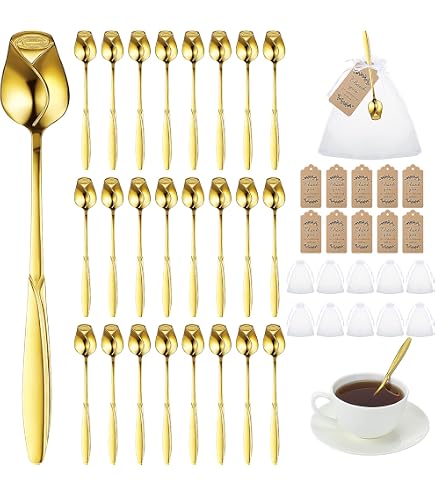 6 Gold Coffee Spoons, 6.7" Long Handle Stirring Spoons - Food Grade Stainless Steel For Tea, Espresso, Dessert - View #6