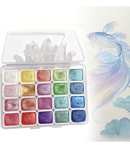 Amazon | Csy ハンドメイド メタリック水彩絵の具セット キラキラ 無地