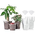 36 Packs 5/4/3.5 Inch Reinforced Clear Nursery Pots with Drainage Hole, Transparent Nursery Pots Variety Pack Plastic Plant P