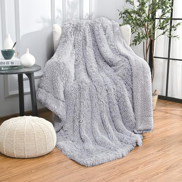 junovo Faux Fur Throw Blanket Super Soft Cozy Fluffy Blankets Luxury Long  Hair Shaggy Fuzzy Couch u0026 Bed Throws, Microfiber, Sliver Grey, Throw - 51  x 63 : Amazon.com.au: Home