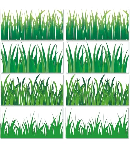 JarThenaAMCS 69Ft Green Grass Bulletin Board Borders Spring Flowers Fence Print Border Stickers Classroom Decoration Border Trim Self-Adhesive for Spring Party School Office Chalkboard Decor