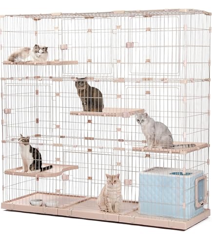 Amazonベーシック 猫ケージ キャットケージ 3段 91L×57W×129H Amazon.co.jp: Amazonベーシック 猫ケージ キャットケージ 大型 3段