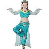 アラジンと魔法のランプ 仮装 ベリーダンス ジャスミン 3点セット インドダンス衣装 民族衣装 大人用 子供用 9254 (M, 子供)