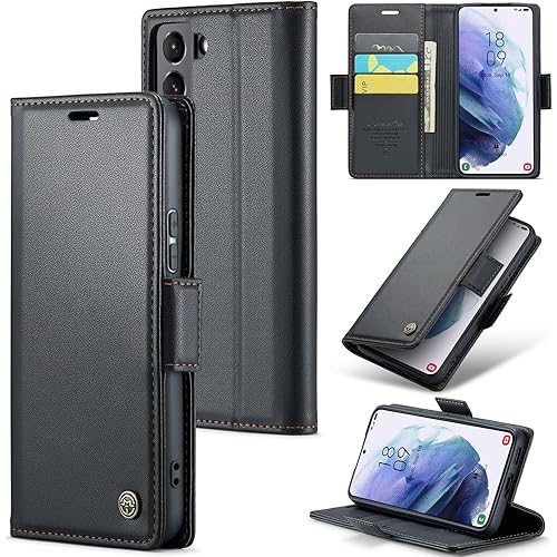 ELEPIK for Galaxy S22 Plus Case with Card Holder, Kickstand [3 Card Holder + 1 Cash Slot] [Durable PU Leather] Magnetic Walle