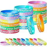 Inspirational Rubber Bracelets Colored Inspirational Wristbands Motivational Wristbands Gifts for Kids Men Women Students Par