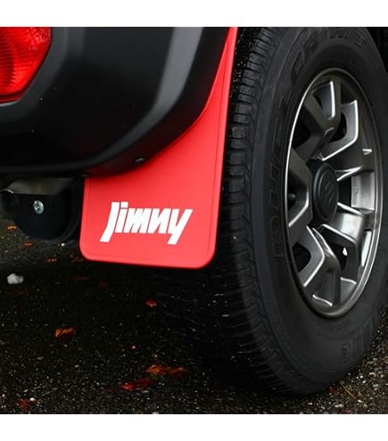 スズキ純正　ジムニー　JB64W　マッドフラップセット　泥除け　レッド ジムニー JB64W マッドフラップ 1台分セット アルミプレート付き