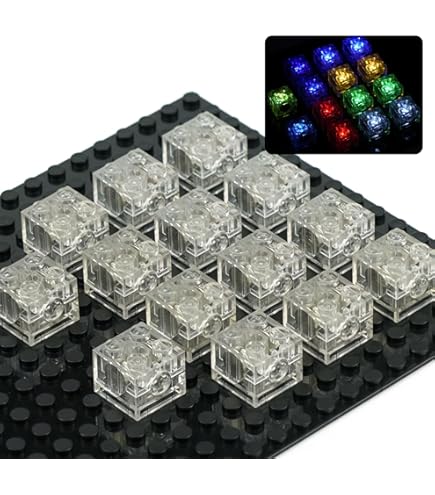 Joycabin 15 Pcs Luminous Building Blocks, 2x3 LED Light Up Brick Transparent Rectangle Building Blocks Lamp Building Block Parts Set Toy Compatible With All Major Building Brick Brands - View #7