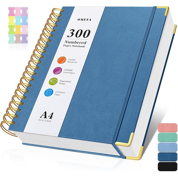 A4 Spiral Notebook Journal 8.5" X 11", 256 Numbered Pages Hardcover Leather Journals For Women Men, Large Lined College Ruled Notebooks, 100GSM Thick Paper, Spiral Bound Journal For Work School, Green - View #4