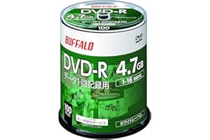 【Amazon.co.jp限定】 バッファロー データ用 DVD-R 1回記録用 4.7GB 100枚 スピンドル 片面 1-16倍速 ホワイトレーベル RO-DR47D-100PW/N