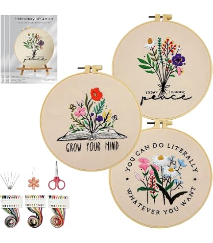 Amazon | 刺繍キット 初心者 セット 花 刺しゅうキット 動物 3点セット