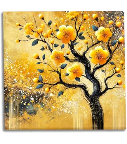 Amazon.co.jp: 風水アート イエローブーケ 絵画 水彩画風 黄色い花の絵
