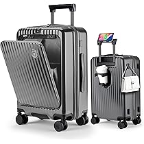 【一点限り】スーツケース　キャリーケース　前開き　USB 黒　M 一点限り】スーツケース キャリーケース 前開き USB 黒 M 楽天