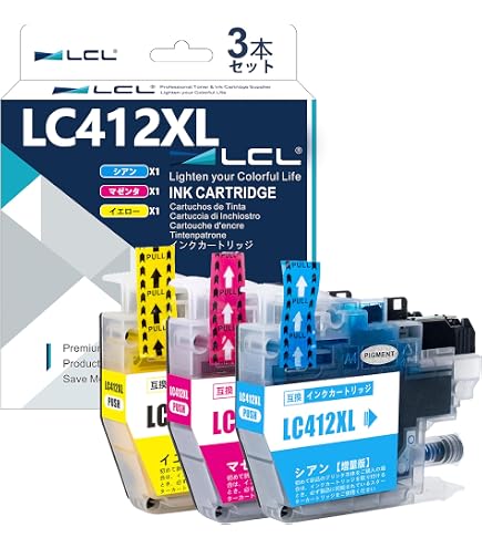 Amazon.co.jp: LCL LC412XL 4色セット 互換インクカートリッジ 顔料