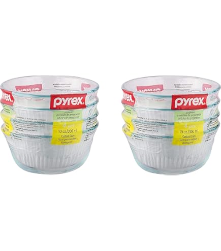 Pyrex Stampi Per Crema Pasticcera 180ml – Vetro Termoresistente Fino A 300°C – Adatti A Forno E Microonde