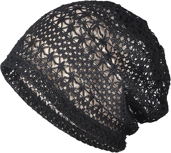 SUBTRY Women's Knit Hat, Spring, Summer, Openwork Lace, Mesh Breathable, Sweat Absorbent, Small Face Effect, Single Layer Structure, Cute, Lace, Stretchy, Lightweight, Thin, Cool, Soft, Stylish, Care - 1