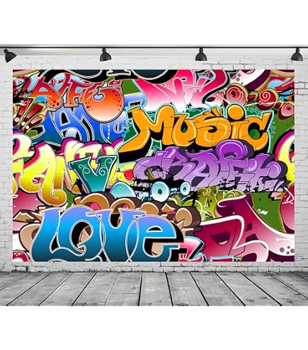Imirell Graffiti-Neon-Hintergrund 2,0x1,8m – Leuchtend Bunte Fotohintergrund Für Geburtstag, Party, Fotoshooting