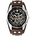 Fossil Men's Coachman Quartz Stainless Steel and Leather Casual Cuff Watch, Casual