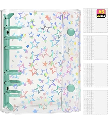 Amazon | シール帳 A6 サイズ クリアバインダー, シール手帳, パープル