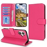 DEYHU 対応 iPhone 16 ケース 手帳型 カード収納 スタンド機能 アイフォン16 ケース 本革 大容量 耐衝撃 カード収納 iPhone16 ケース 手帳型 iphone 16 レザー カバー ローズレッド