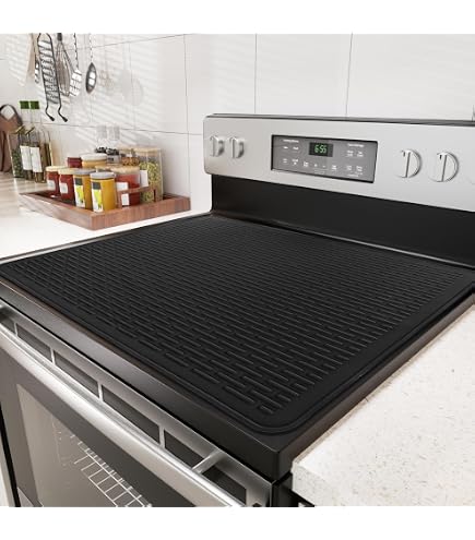 Stove Top Cover & Kitchen Drying Mat - Extra Large 28"x20" Silicone Mat For Glass Electric Stoves, Countertop Protection & Hot Pot Trivet, Gray