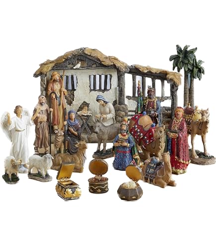 Willow Tree Presepe Deluxe Set 7 Pezzi: Figure Natività Scolpite E Dipinte A Mano Con Creche In Legno - 6