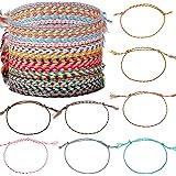Hicarer 30 Pieces Friendship Bracelets Wave Handmade Kids Woven Braided Bracelet Waterproof Rope Bracelet Surfer Adjustable B