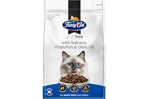 Fussy Cat Grain Free Adult Dry Cat Food, Salmon, Whitefish and Olive Oil 2.5kg - Australian Made with Complete & Balanced Nutrition, with Omega 3 & 6 Fatty Acids for Shiny Coat and Healthy Skin