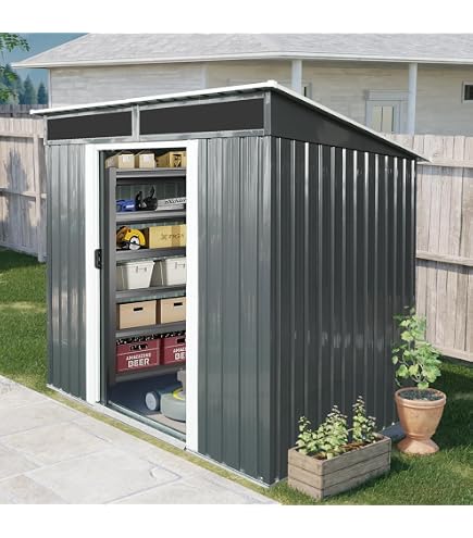 Amazon | 物置 屋外 スチール物置 戸外収納庫 幅195×奥行150×高さ180cm