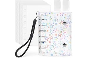 シール帳 透明 A7サイズ はがせる 女の子 シールバインダー シール手帳 クリアバインダー 6穴 シール収納 推し活グッズ シール台紙10枚セット 3層構造 PPシート2枚&専用ストラップ付き（星柄入り）