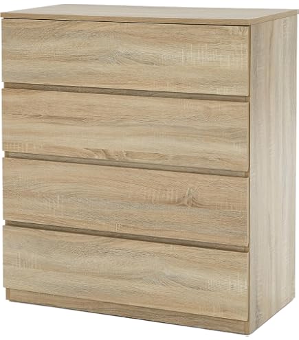 Amazon｜MALM チェスト（引き出し×4）, ホワイトステインオーク材突き
