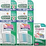 GUM(ガム) 歯周プロケア ソフトピック カーブ型 歯間ブラシ やわらか ゴムタイプ ケース付き [サイズ:SSS~S 細いタイプ] 30本入×4個パック+おまけ付き