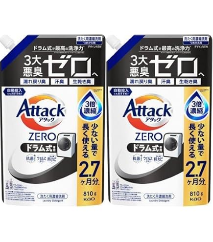 Amazon | アタック ZERO(ゼロ) 洗濯洗剤 液体 ドラム式専用 本体 580g