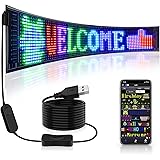Kutuspon スクロール巨大明るい広告 LED 電光掲示板、柔軟な USB 5V 装飾 LED ストアサイン Bluetooth アプリ制御カスタムテキストパターンプログラム可能な 商業店舗の看板車のバーホテル用(68cmx12cm)