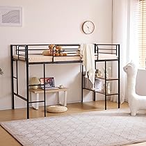 （9/27土にお届けできます）黒ハイロフトベッド BE-3290 一人暮らしにおすすめ！デスク付きロフトベッド・黒