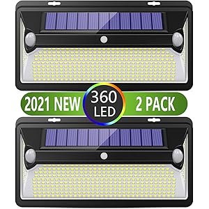 【2021最新昇級版 360LED 2つ高感度センサー】センサーライト ソーラーセンサーライト 3つ知能モード 320…