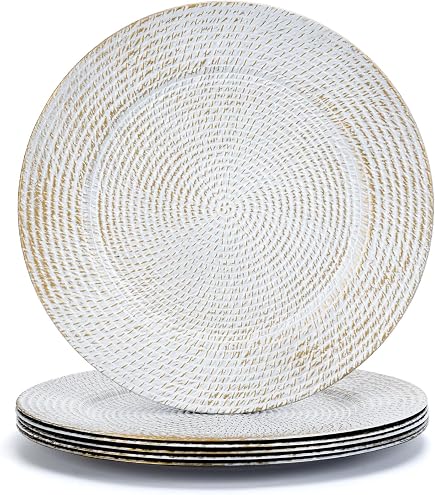 American Atelier 13" Charger Plates, Set Of 4 - Decorative Metal Service Plates For Dining, Weddings & Events
