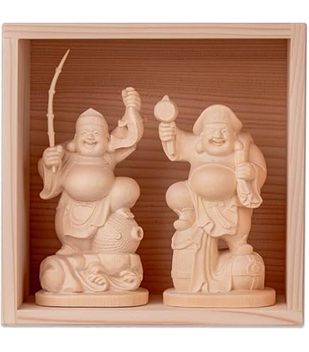 徳利恵比寿(えびす)大黒天（だいこくてん）一対洞窟彫セット