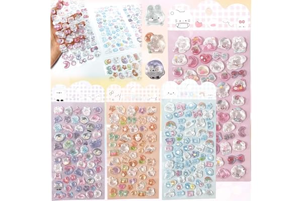 TattiOut 2026年新型 シール ぷくぷく 4枚 中実【改良を重ねた 10種類以上】ぷっくり 立体 デコシール 3D ごほうび ステッカー うるつや ラメ付き 手帳デコ うさぎ ねこ 猫 ペンギン キラキラ 推し活デコ 女の子 子供 プレゼント 可愛い TO24FD008 H型