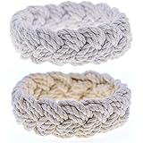 2 Pcs Sailor Knot Bracelets - Nautical Knot Rope Bracelets - Natural and White Sailor Bracelets for Men and Women - Fisherman
