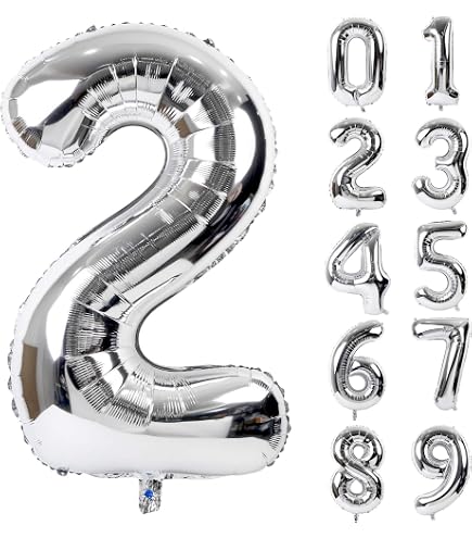 Amazon | Exgox 数字バルーン シルバー アルミ風船 誕生日 40インチ