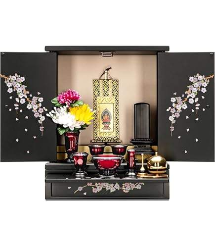 Amazon｜仏壇 ミニ ミニ仏壇 【専用仏壇台セット】 幅35.5cm 奥行23.5