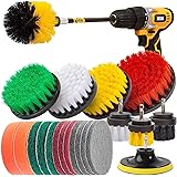 22Piece Drill Brush Attachments Set,Scrub Pads & Sponge, Power Scrubber Brush with Extend Long Attachment All Purpose Clean f