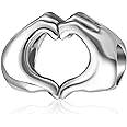 925 Sterling Silver Love Heart in Your Hands Charm for Charms Bracelets Valentine's Day Gifts Idea