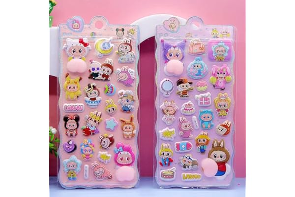 loong おしりぷにぷにシール かわいい ぷくぷく キャラクター 3D マシュマロ ふわふわ もちもち もっちりスクイーズ ステッカー シール帳 デコレーション 2セット Q