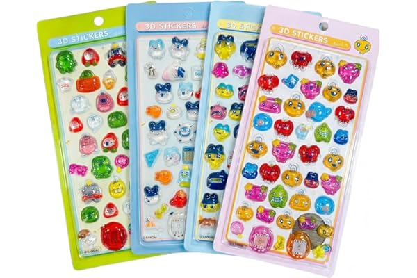 Ocuklyシール4枚セット 3D立体 実心 ステッカー キャラクター グッズ 可愛い キラキラ デコシール 子供 貼り付け DIY用 手帳用 プレゼント向け プランナー・ノート・スマホ・ウォーターボトル