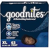 GoodNites Nighttime Bedwetting Underwear Boys' XL 95140 lb. Ct, White, X-Large, 63 Count